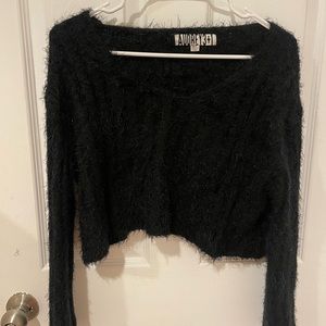 Black fuzzy cropped sweater